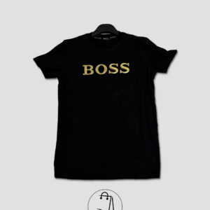 Majica BOOS muška crna s velikim zlatnim printom