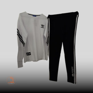 Adidas ženska trenirka – bijela majica i crne tajice