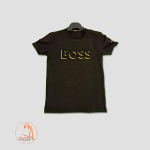 Muška crna majica BOSS zlatni natpis