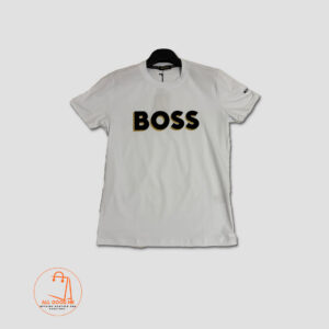 Muška bijela majica BOSS natpis s obrubom